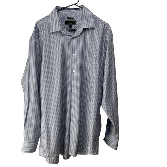 Jos. A. Bank Other - Jos A Bank Reserve Mens Dress Shirt Egyptian Cotton Blue Plaid Size 17/35‎